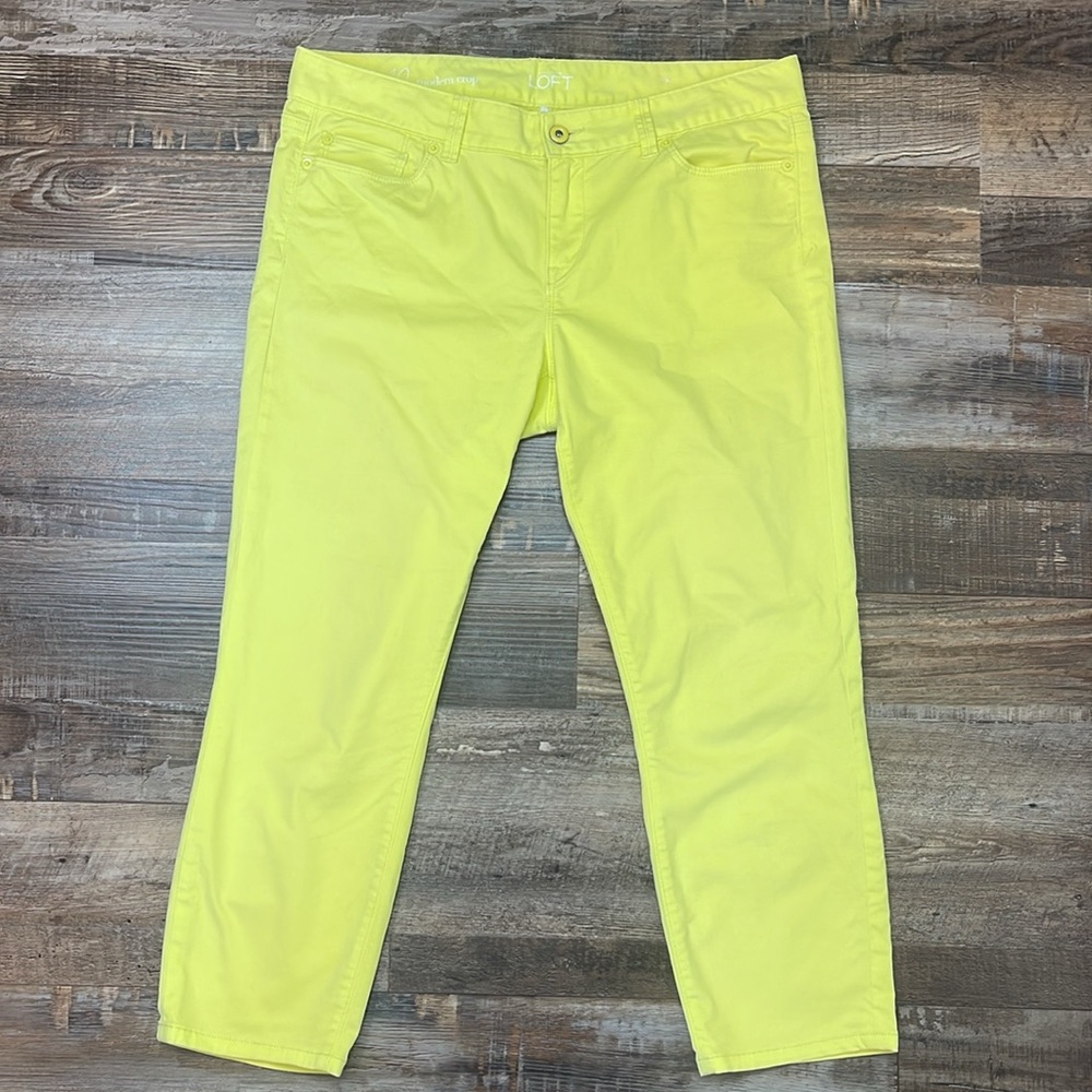 Ann Taylor Loft Bright Yellow Modern Crop Pants Ladies Size 10 - Picture 7 of 7